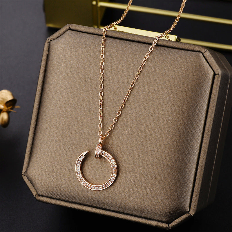 Wholesale 18K Rose Gold Inlaid Diamond Necklaces ACC-NE-NaBao003