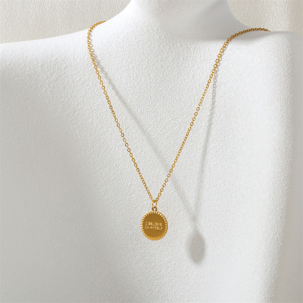 Wholesale Letter element medal anniversary blessing non-fading titanium steel necklace