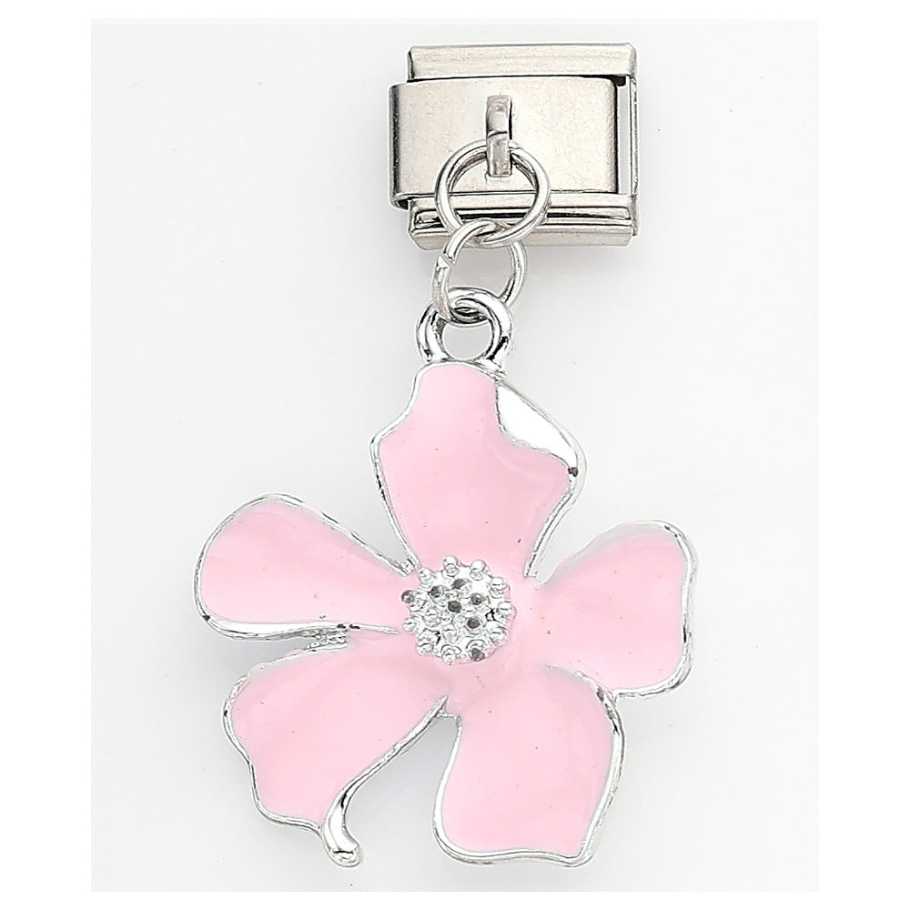 Wholesale 10pcs Italian Charm Bracelet 9mm DIY Splicing Cherry Pepper Flower Pendant Stainless Steel Composable Bracelet