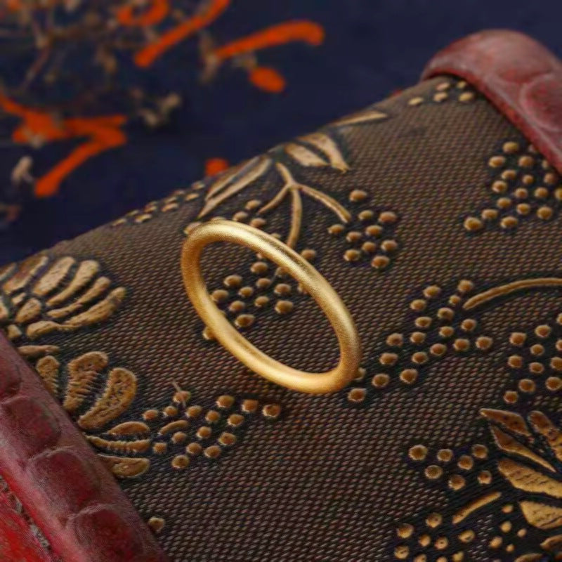 Wholesale simple circle frosted gold-plated plain ring