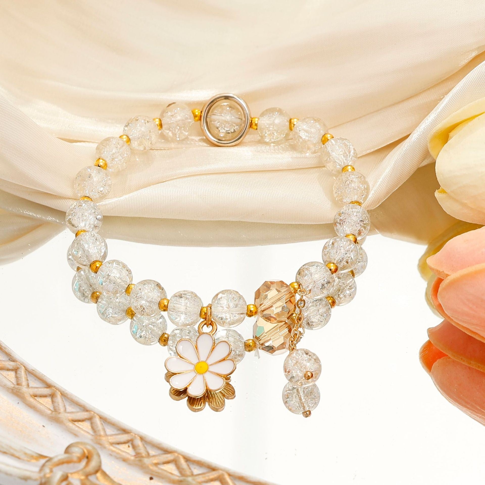 Wholesale  Crystal Glass  Bracelet Sunflower Bestie Bracelet