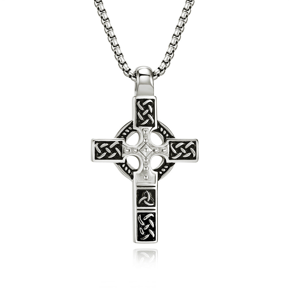 Wholesale Retro Celtic Cross Necklace Titanium Steel Pendant Men' s Fashion Accessory Gift