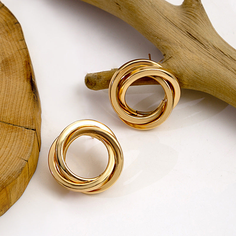 Wholesale Geometric Stud Earrings Silver Needle Retro Hoop Earrings Vintage ACC-ES-MDD013