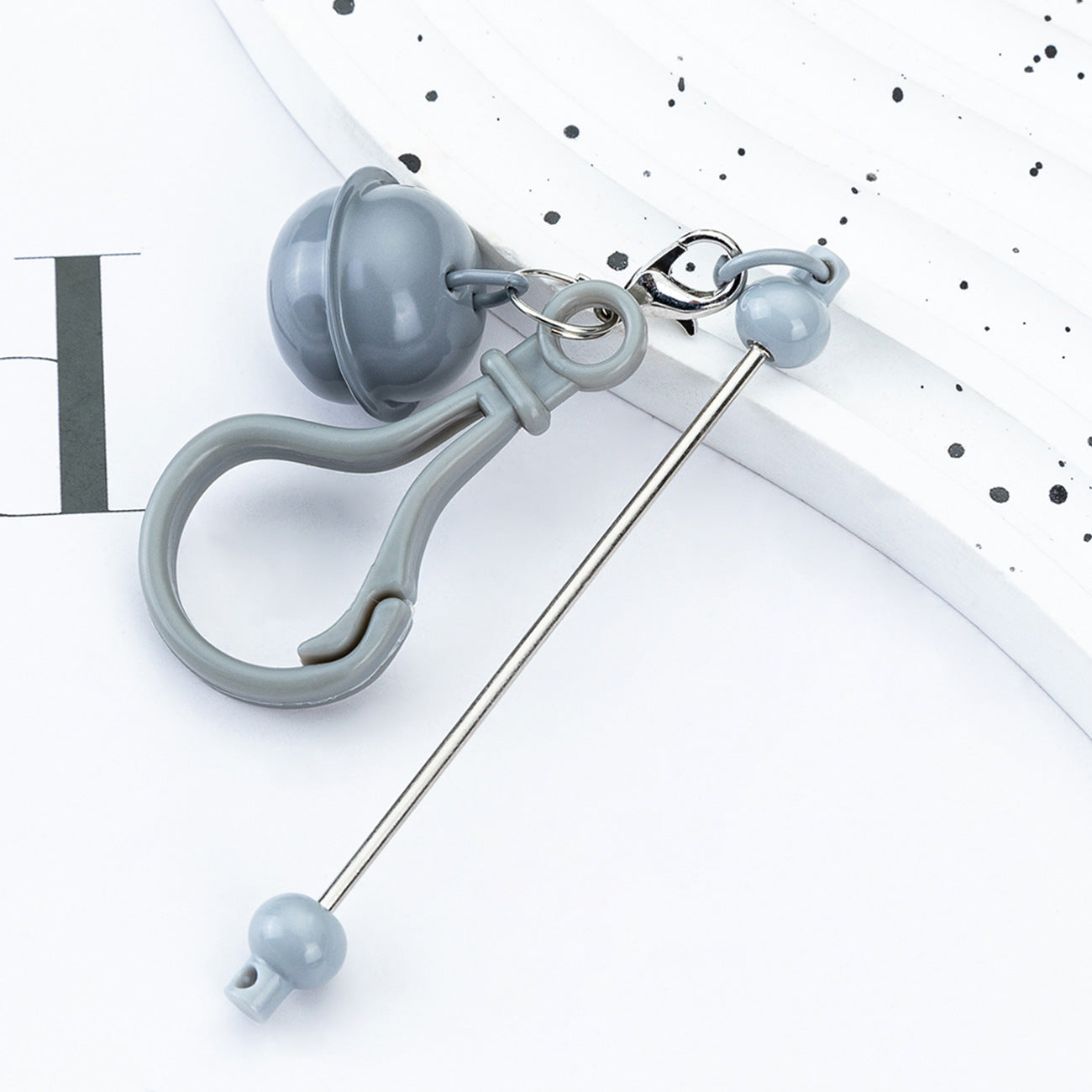 Wholesale DIY Beaded Bell Keychain Candy Color Plastic Keychain