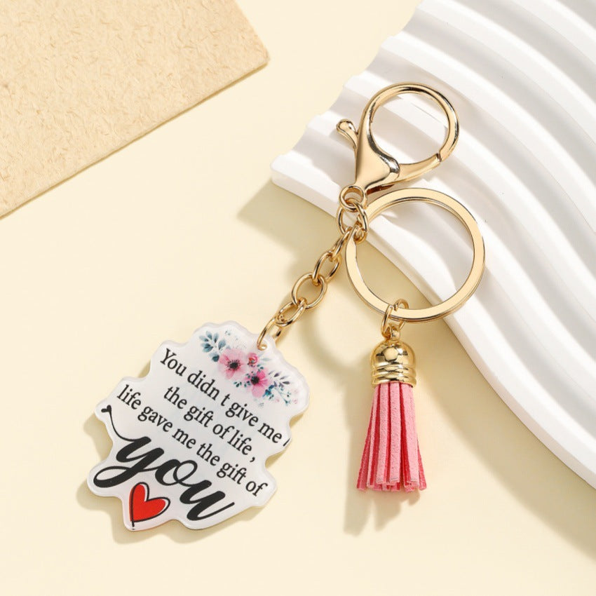 Wholesale  Mother's Day Love Acrylic MOM Tassel Keychain