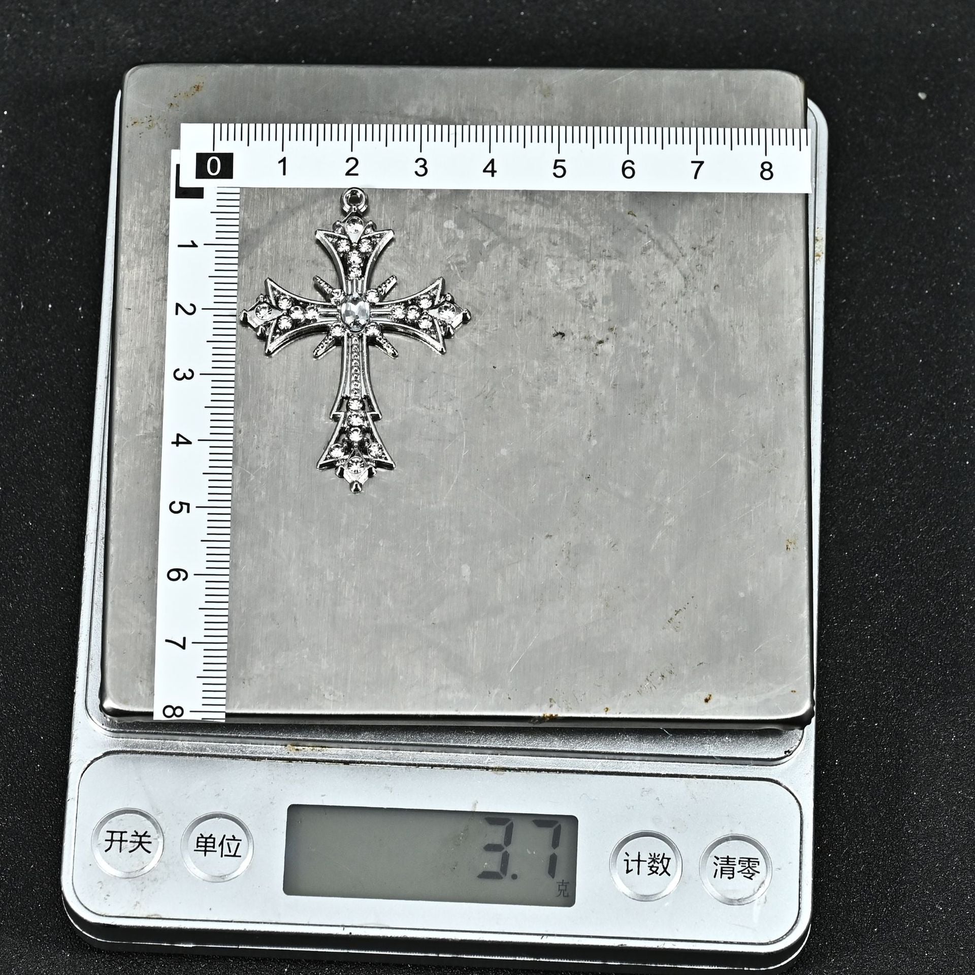 Wholesale Full Diamond Square Cross Necklace Stainless Steel Unisex Sweater Chain Jewelry Accessory