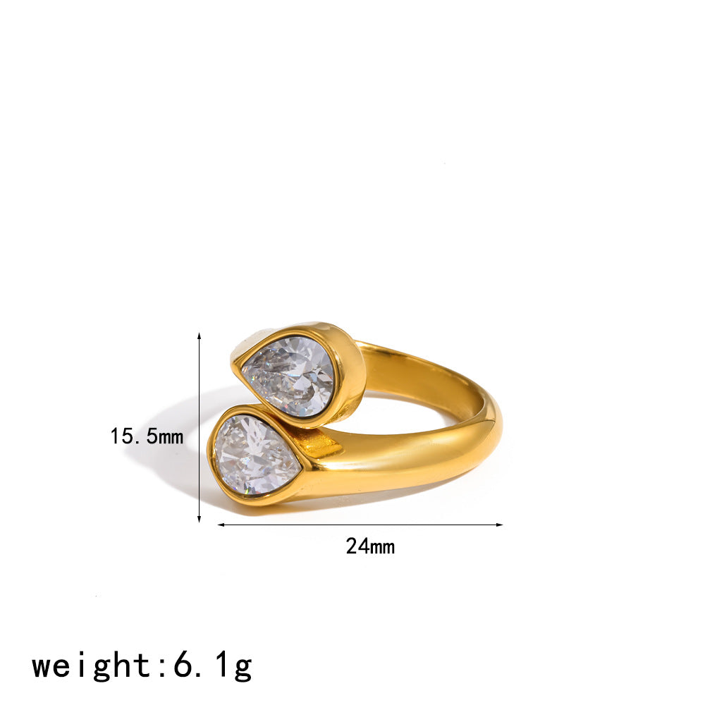 Wholesale Adjustable 304 Stainless Steel Gold Plated Geometric Ring Chic Jewelry Accessory