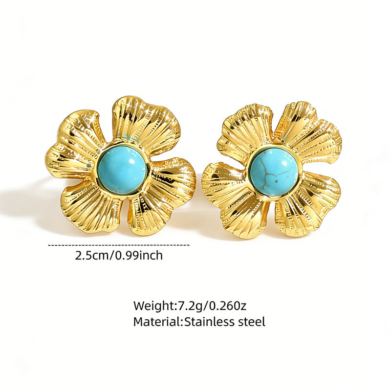 Wholesale Stainless steel heart and flower earrings