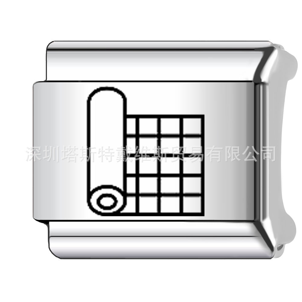 Wholesale 9mm Italian Charm Starter Bracelets DIY square Single Section Creative Stainless Steel Composable Bracelet