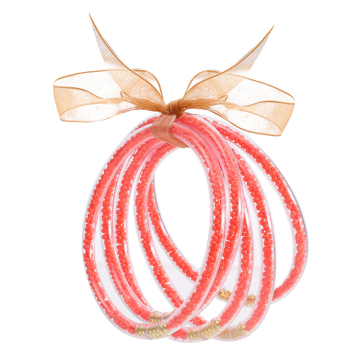 Wholesale Rice Beads Colorful Ribbon Plastic Silicone Tube Bracelet Jelly Bangles Beaded Bracelets ACC-BT-YTian005