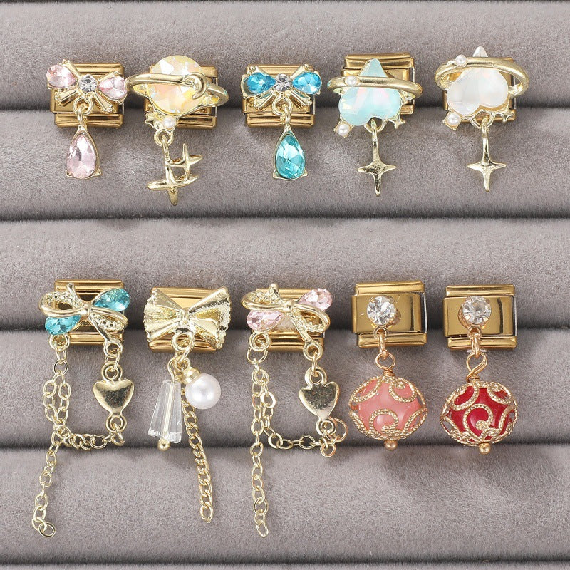 Wholesale Gold Bow Heart Tassel Pendant Set DIY Bracelet Jewelry Accessories Stylish Craft Supplies For Party And Boutique Resale