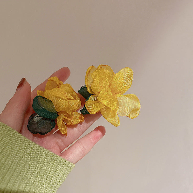 Wholesale Yellow Flower Earrings Exaggerated Stud Earrings Statemente Earrings Ear Studs ACC-ES-Huih001