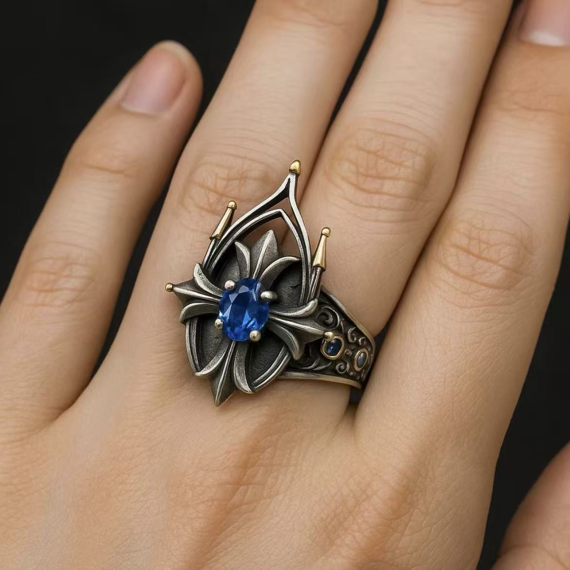 Wholesale Vintage Cross Diamond Ring,  Adjustable Open,  Fashion Accessory