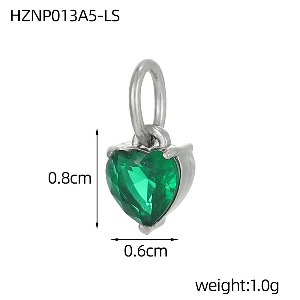 Wholesale stainless steel heart-shaped zircon pendant