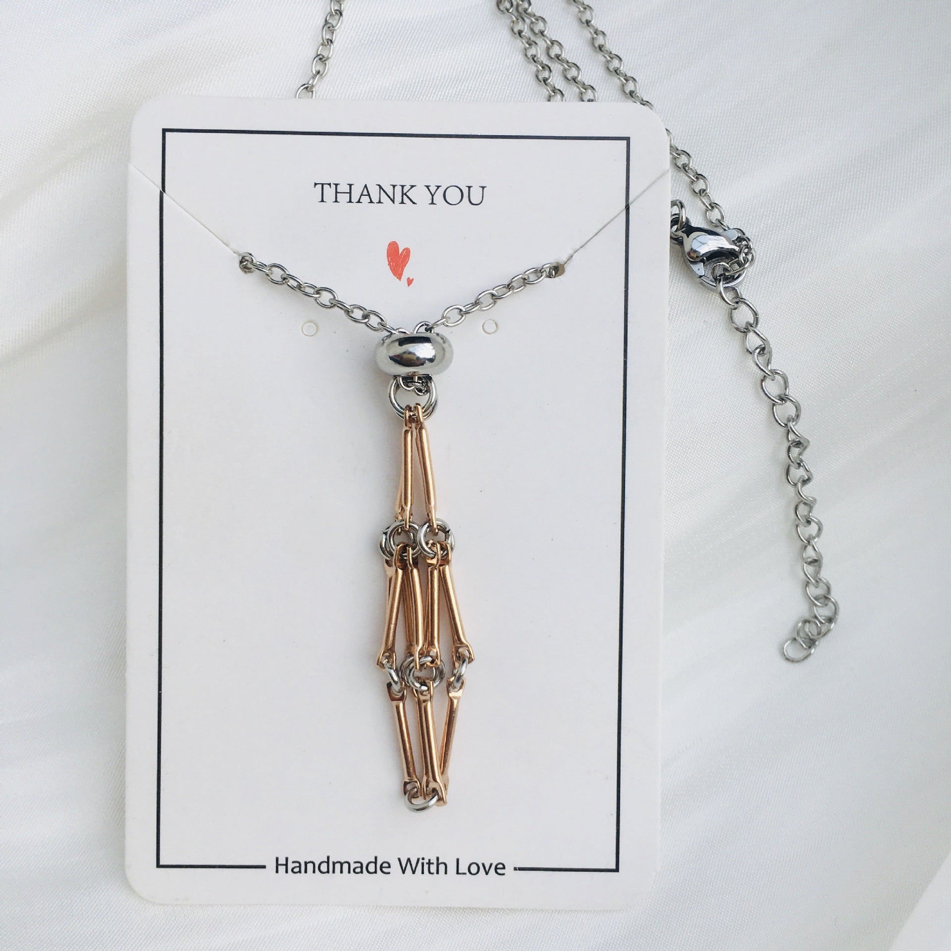 Wholesale Crystal Natural Stone Bamboo Adjustable Stainless Steel Mesh Necklace ACC-NE-RongGuan003