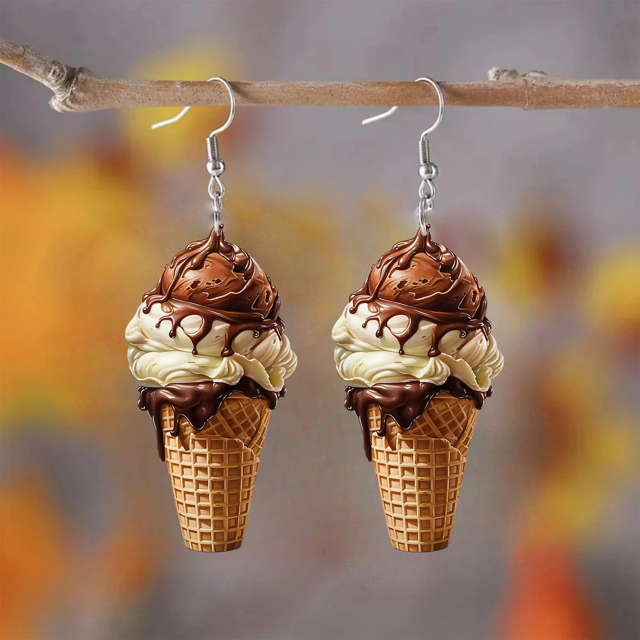 Wholesale Ice Cream Flat 2D Acrylic Earrings