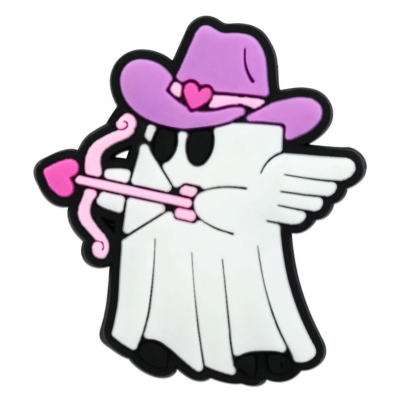 Wholesale Random 100pcs  Series White Ghost Clogs  PVC Soft Rubber Shoe Buckle Decoration