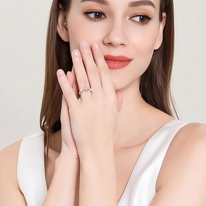 Wholesale 925 Sterling Silver Geometric Cross Cross Ring