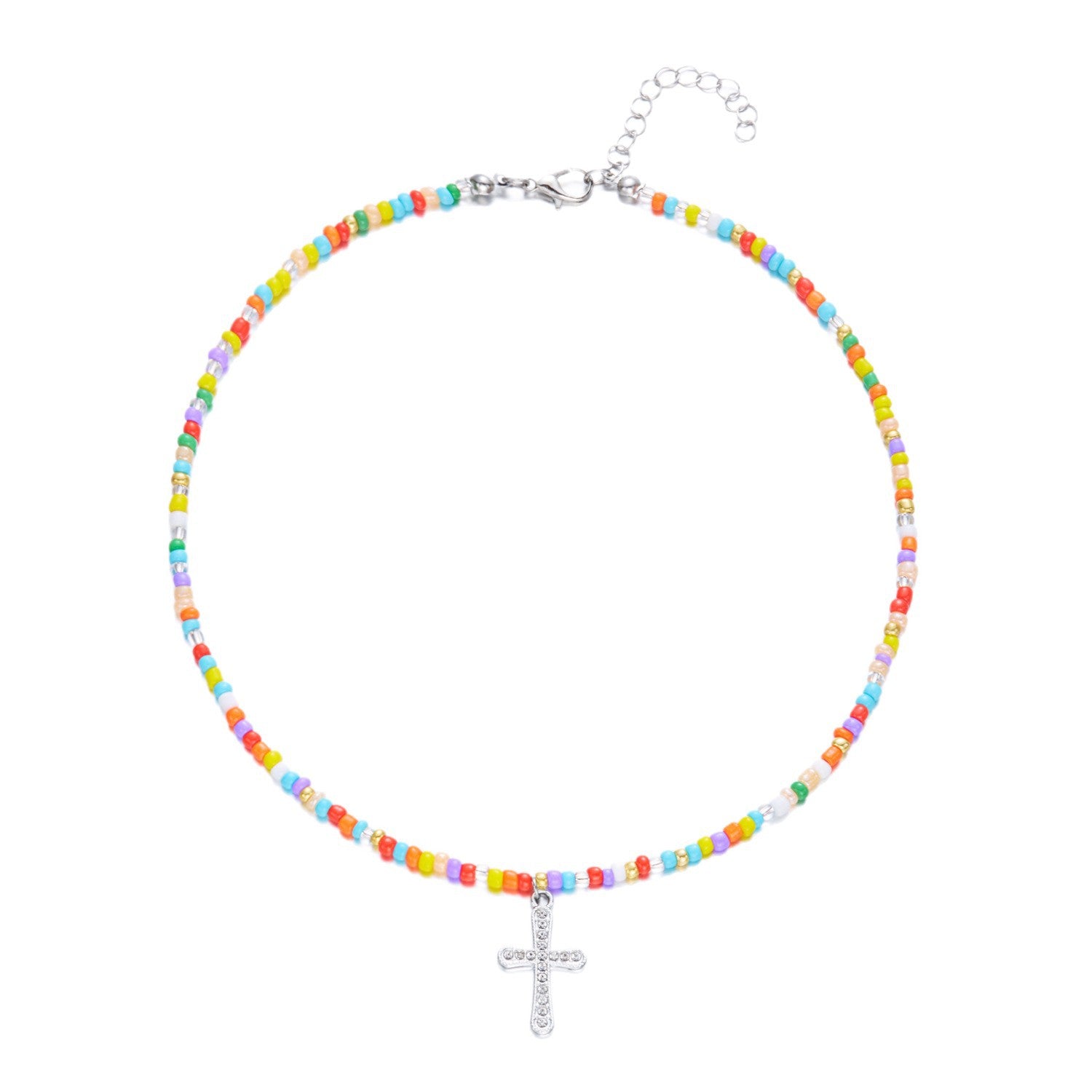 Collana con croce di perline colorate all'ingrosso