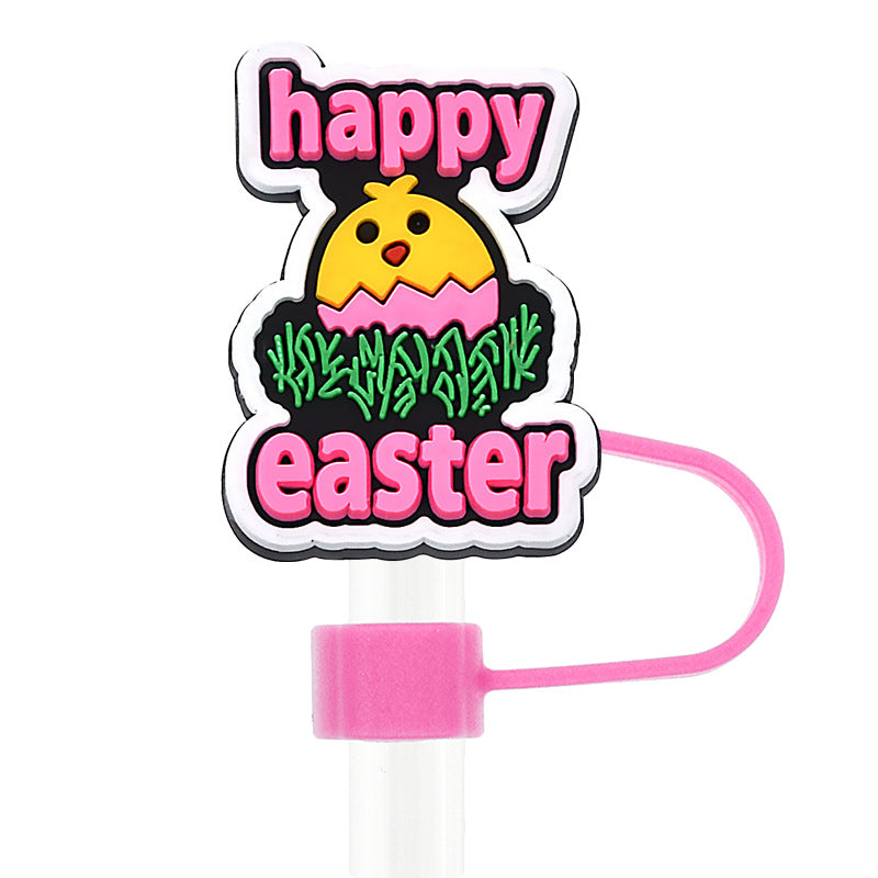 Wholesale Random 100pcs Easter 10mm PVC Soft Straw Tube Cap ACC-SCR-RYY088