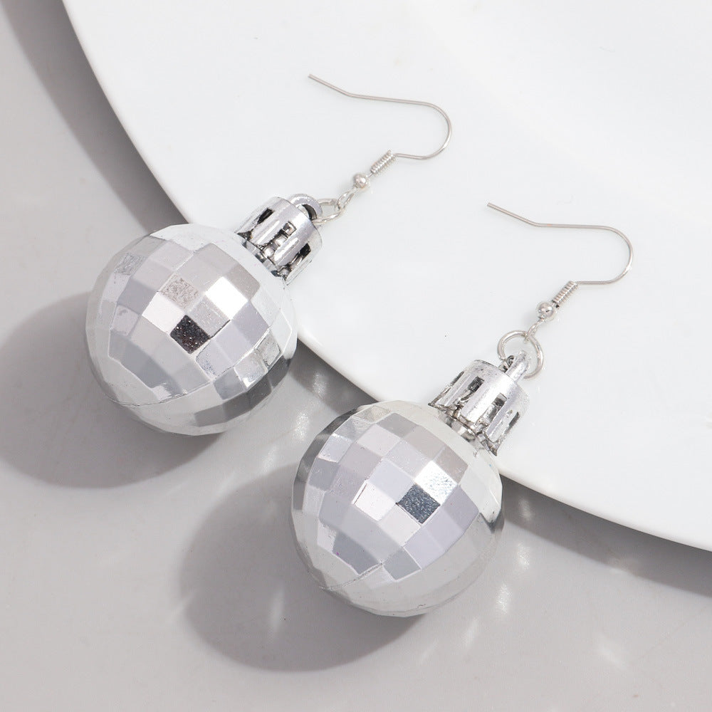 Wholesale multi-faceted reflective lantern ball earrings