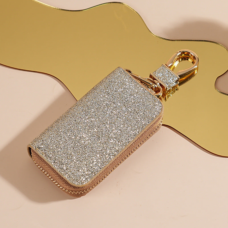 Wholesale Stylish Sequin Car Key Bag PU Leather Key Organizer Decorative Accessory For Men And Women