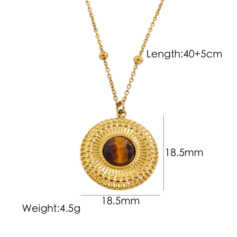 Wholesale  yellow tiger stone series stainless steel necklace
