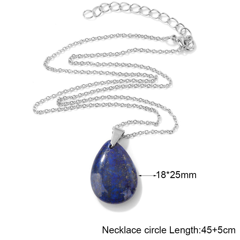 Wholesale Natural Crystal Pendant Necklace Stainless Steel O-Chain with Lobster Clasp Boutique Jewelry Accessory