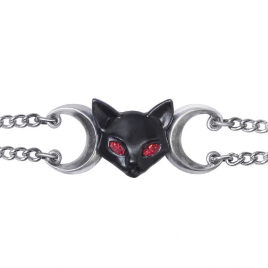 Wholesale Dark Street Style Cat Head Bracelet Zinc Alloy Red Eyes Unisex Fashion Accessory