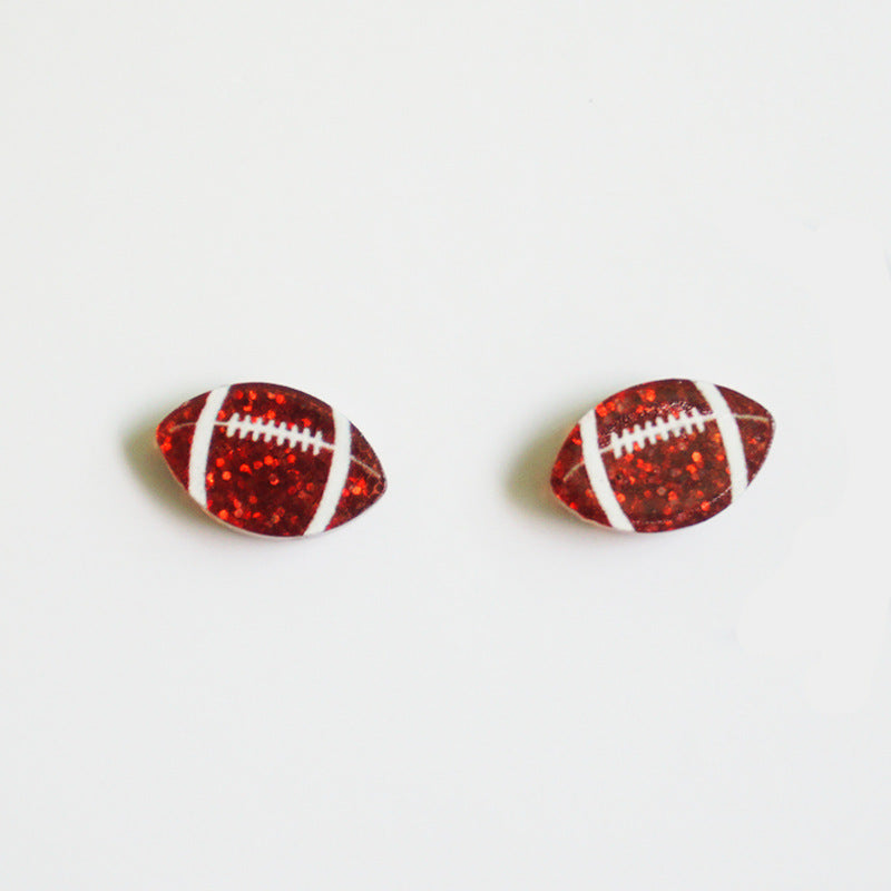 Wholesale 2 Pairs/Pack Shiny Football Baseball Acrylic Earrings ACC-ES-HY098