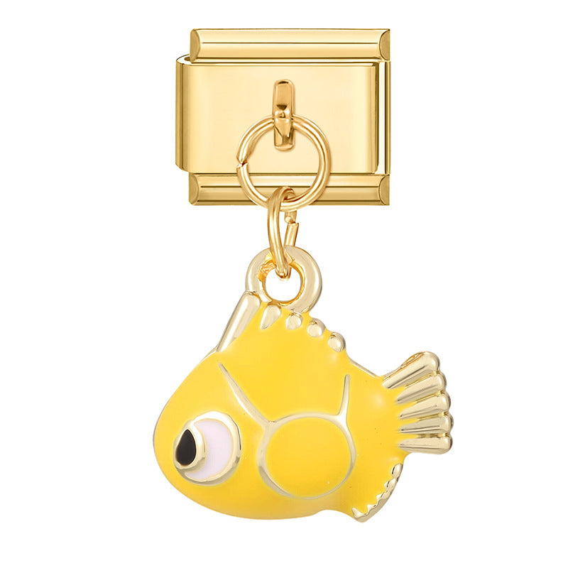 Wholesale 9mm Italian Charm Starter Bracelets DIY Fish and Fruit Pendant Stainless Steel Composable Bracelet