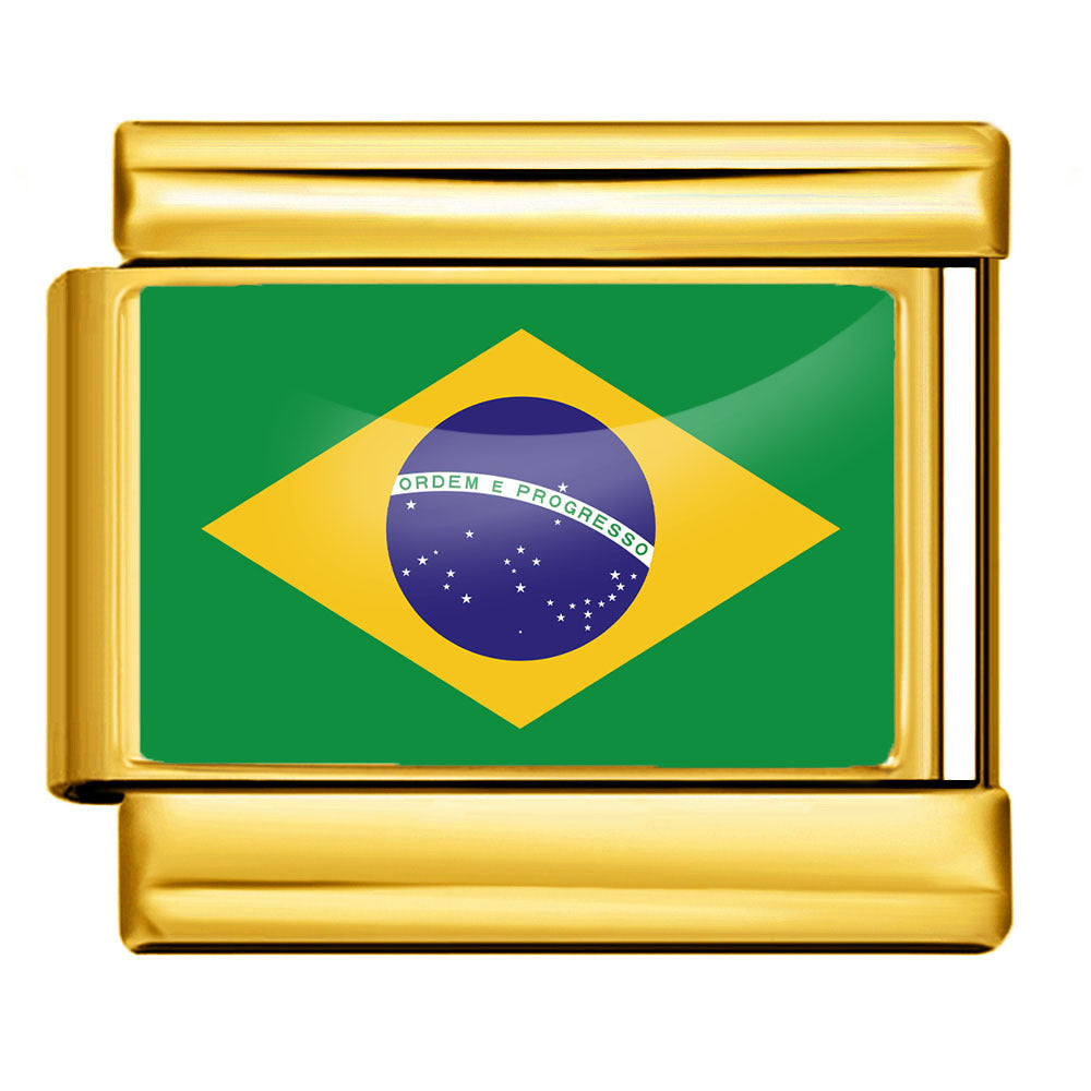 Wholesale Golden World Flag Photo Epoxy Italian Module Bracelet DIY Stainless Steel Elastic Strap Chain Bracelet