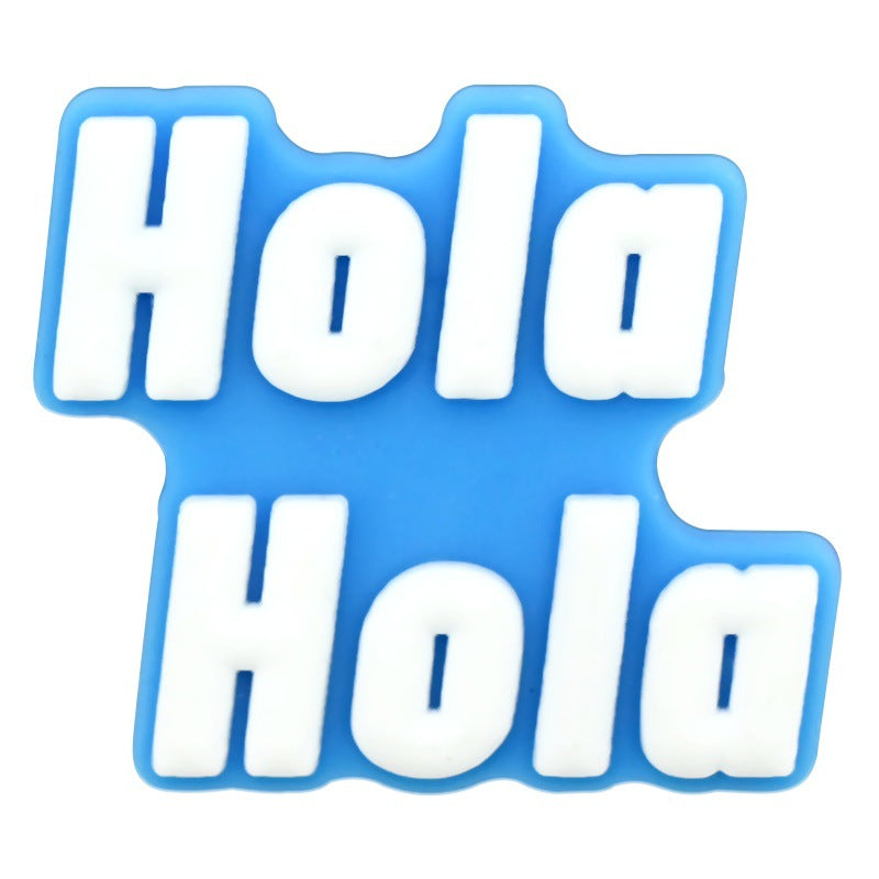 Wholesale  Random 100pcs Colorful Spanish phrase series PVC Soft Rubber Shoe Buckle Decoration