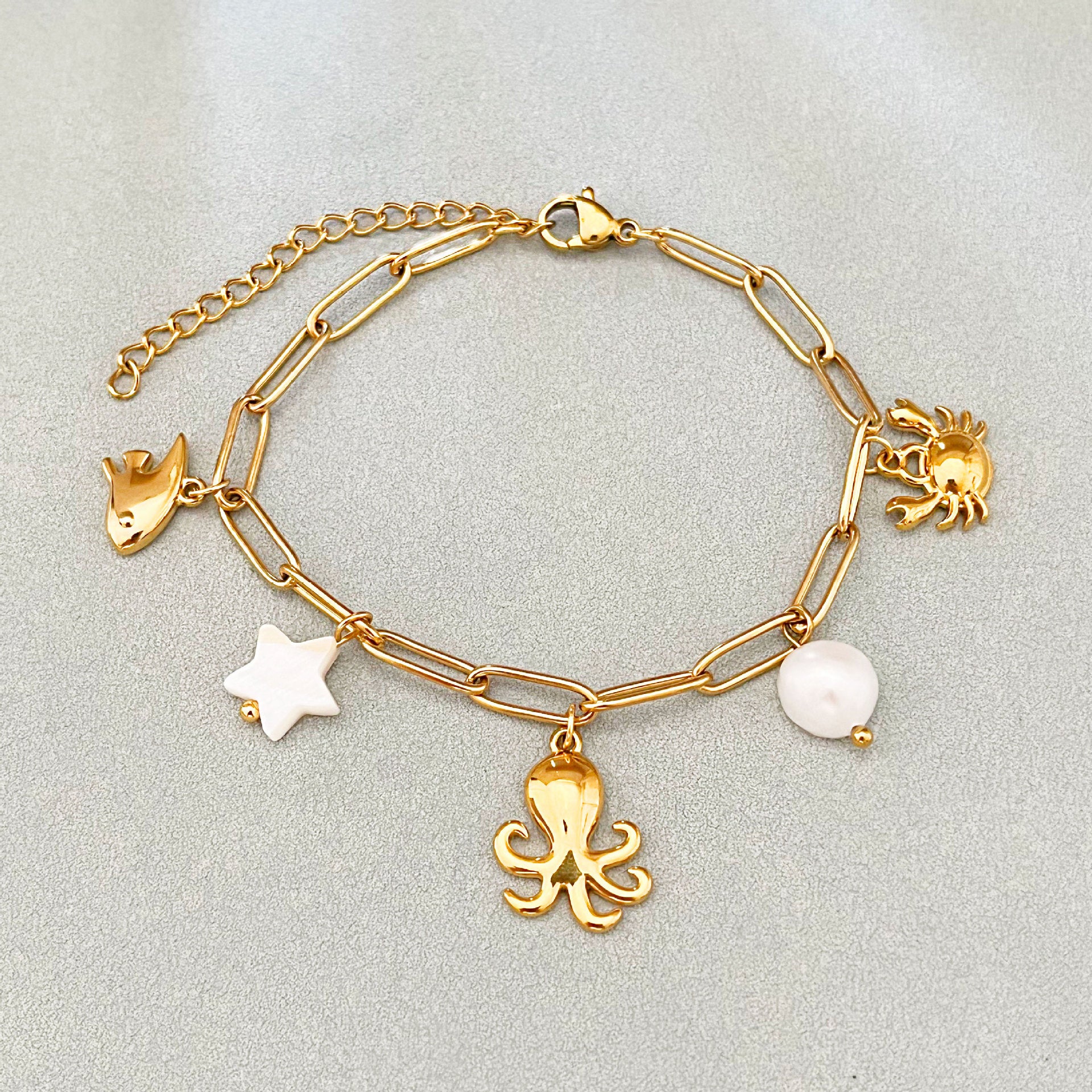 Wholesale elegant minimalist resort style  ocean series stainless steel bracelet