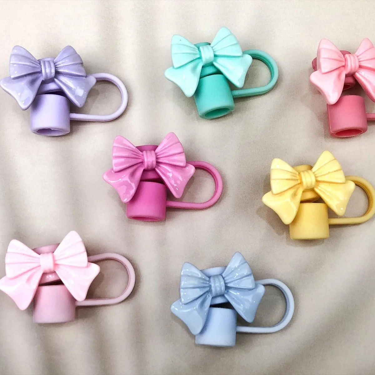 Wholesale  10mm Shiny Laser Butterfly PVC Soft Straw Tube Cap