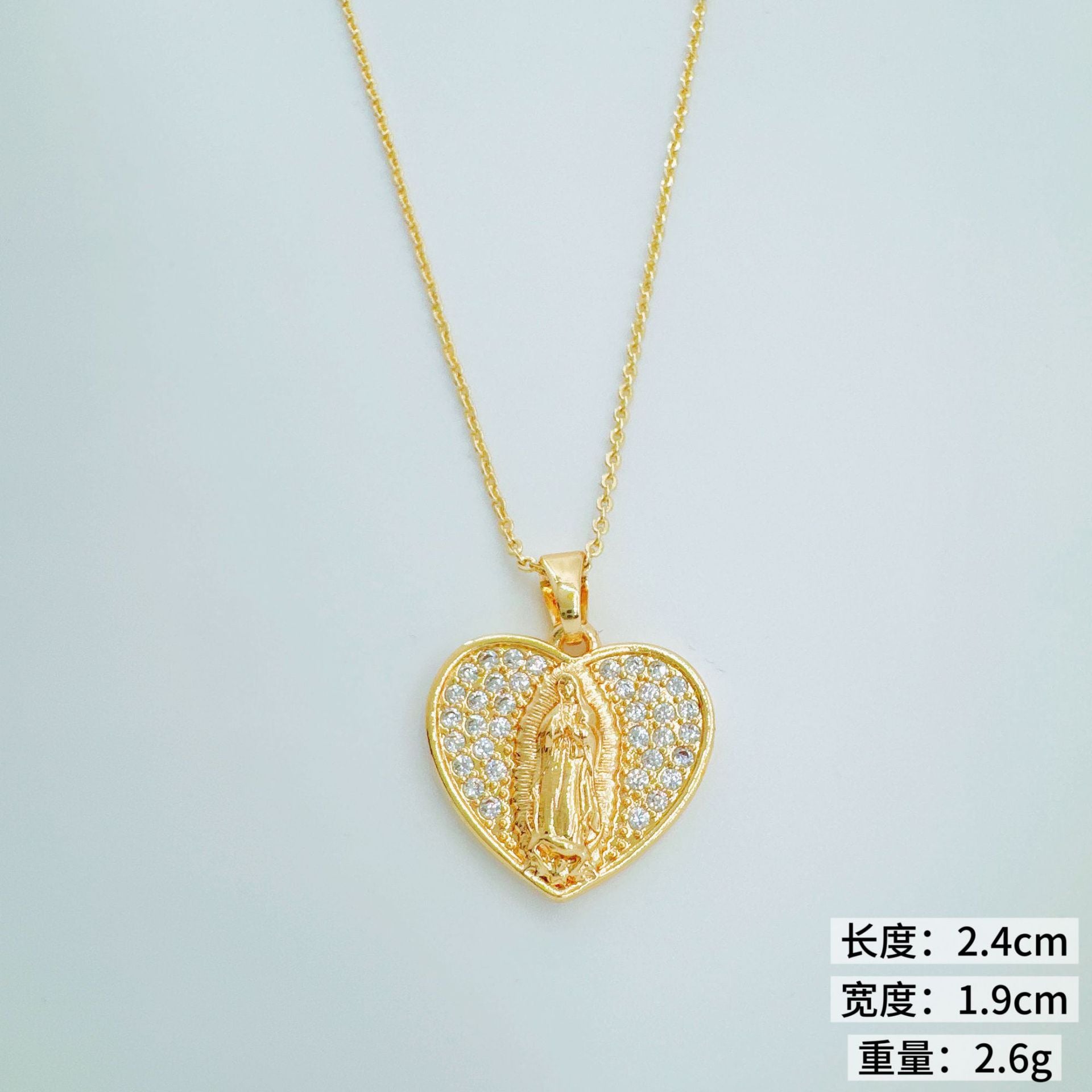Wholesale Retro Heart Geometric Pendant Necklace Copper Gold Plated for Party Fashion Accessory