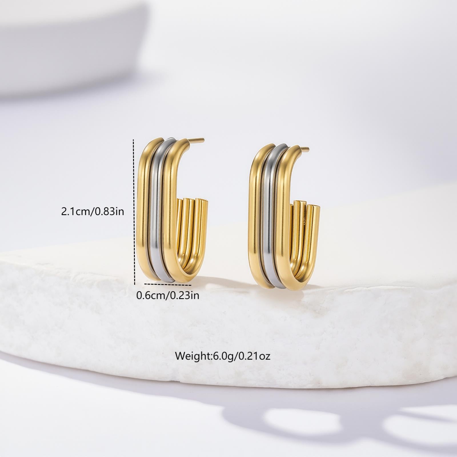 Stainless steel women's vintage gold-plated earrings