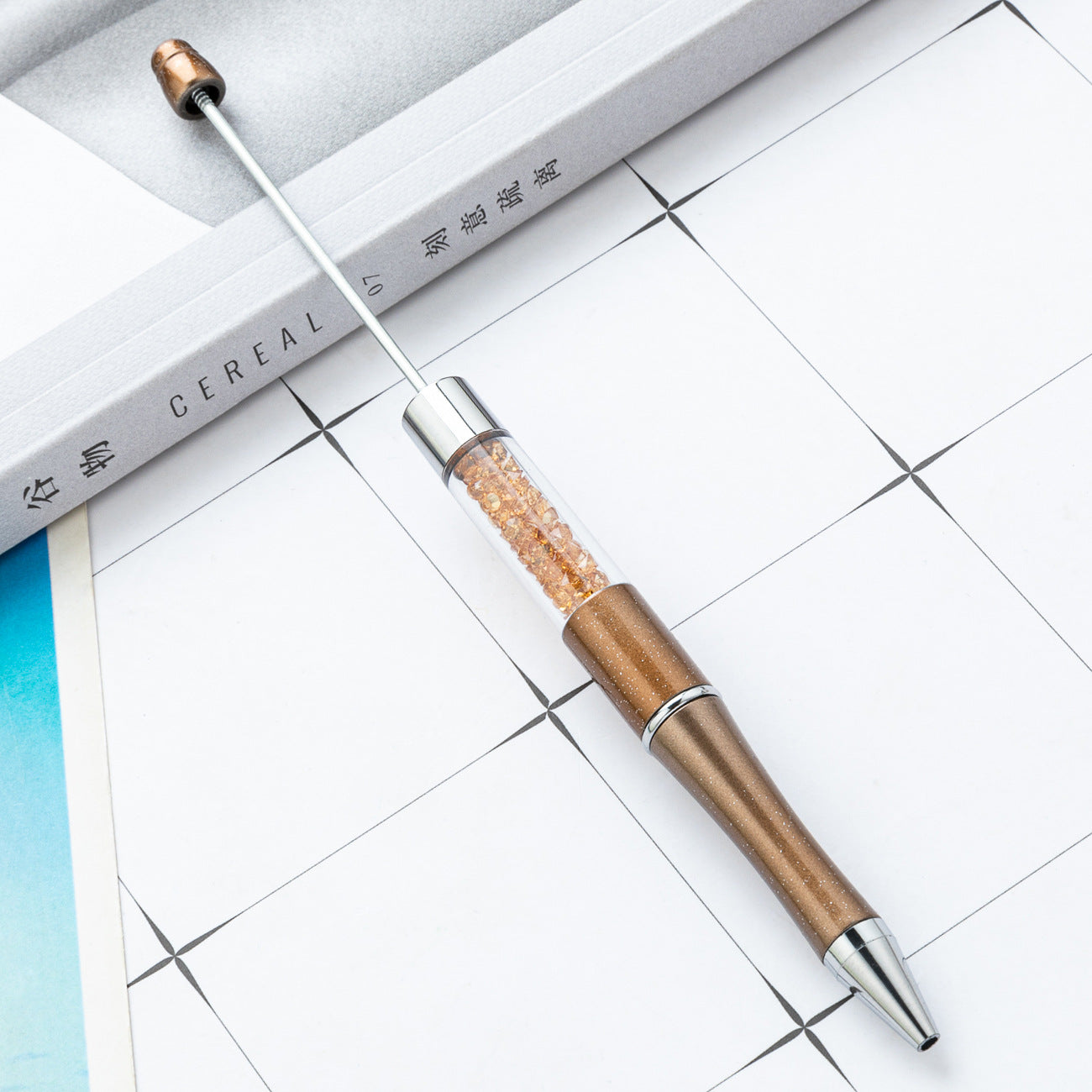 Wholesale DIY Crystal Beadable Pens Multi-Color Rotating Plastic Pen