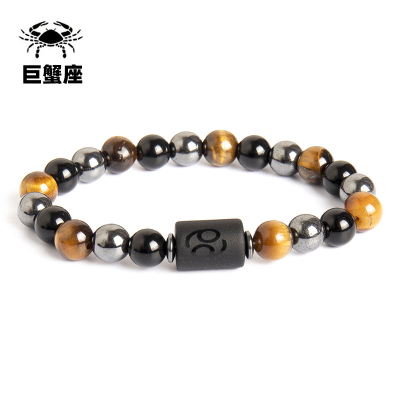 Wholesale Twelve Constellations Natural Tiger Eye Stone Men's Beaded Bracelet ACC-BT-Xinc003