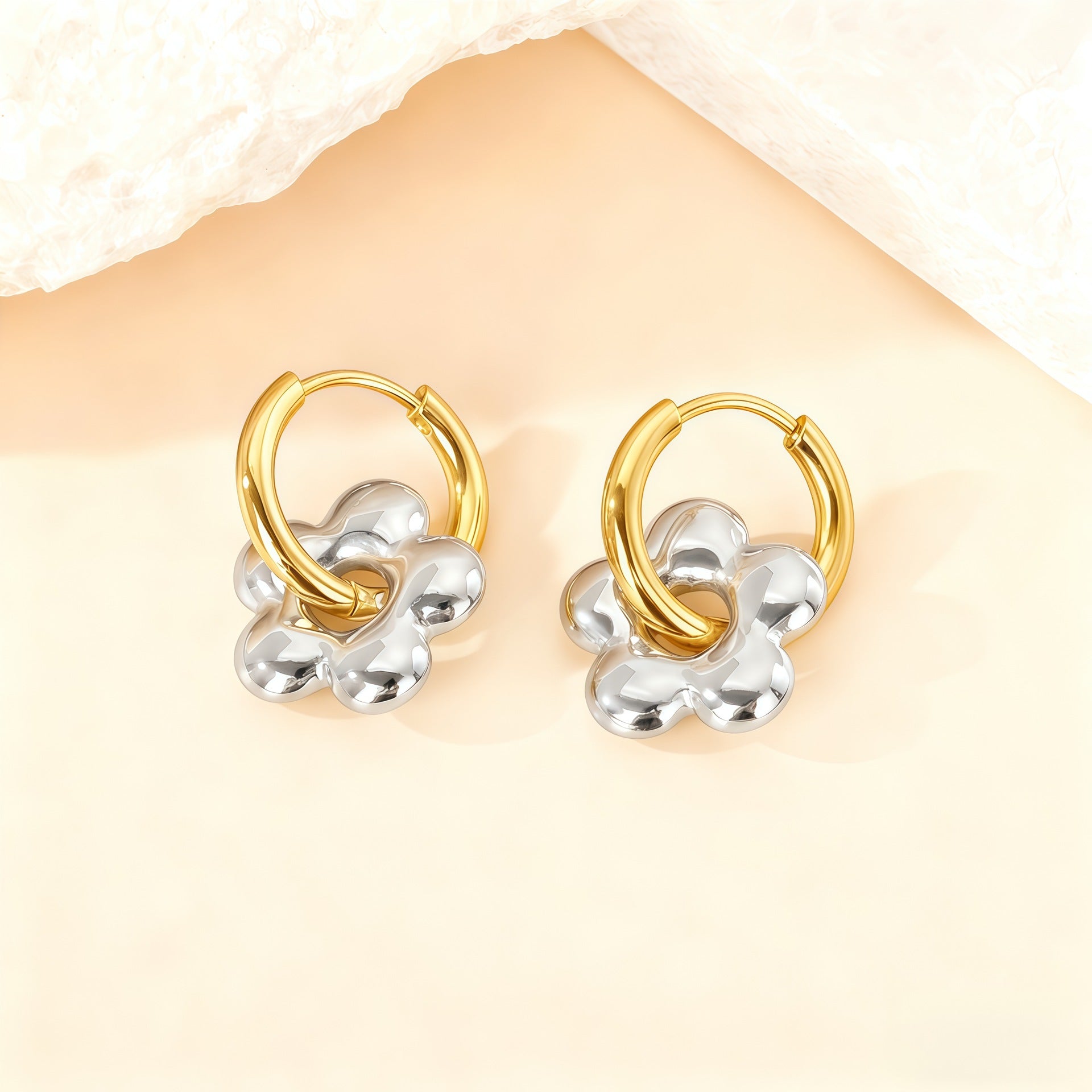 Wholesale Love Elegant Earrings Ear Buckle Titanium Steel Star Moon Geometric Earrings Light Luxury Earrings