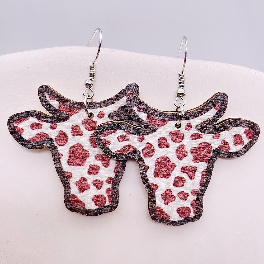 Wholesale Vintage Wooden Western Bullhead Sunflower Bohemian Earrings