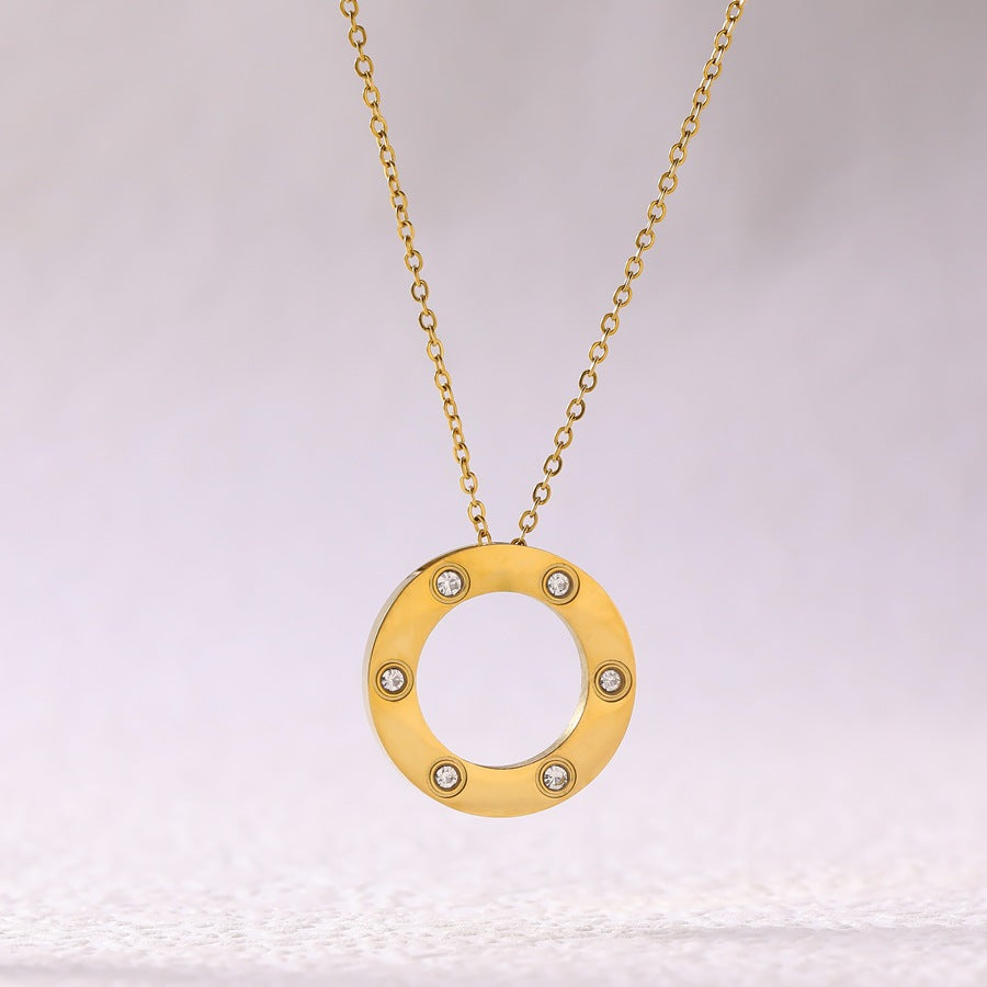 Wholesale Titanium Steel Gold Plated Starry Sky Pendant Necklace Fashion Accessory