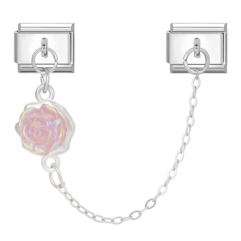 Wholesale 9mm Italian Charm Starter Bracelets DIY double-pendant   Section Creative Stainless Steel Composable Bracelet