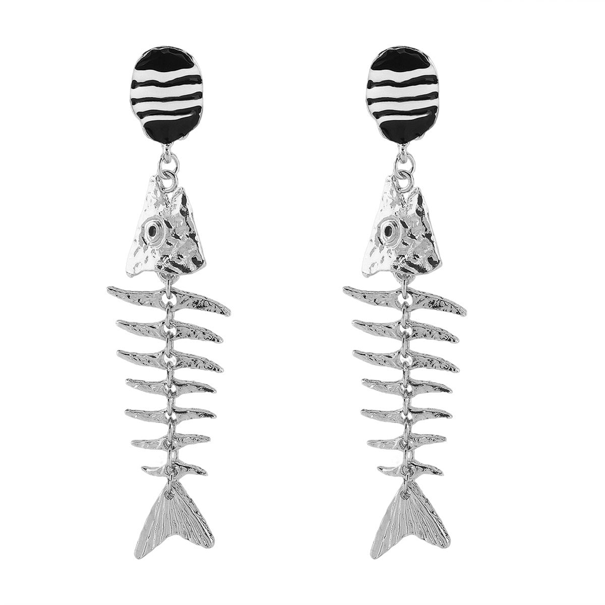 Wholesale classic retro exaggerated fishbone alloy oil drop earrings