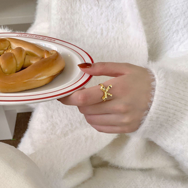 Wholesale 925 Silver Bow Ring Open Ring