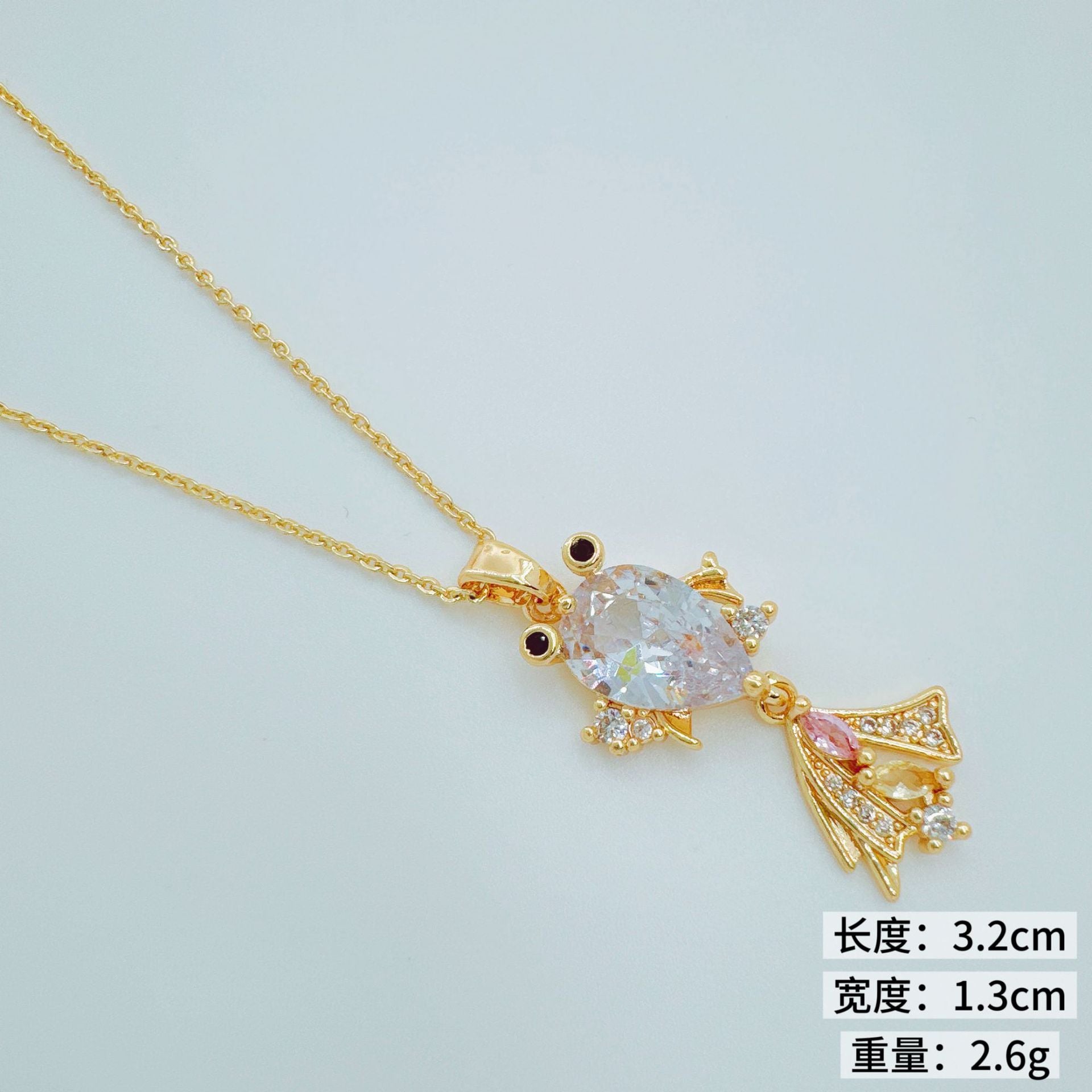 Wholesale Goldfish Pendant Necklace Inlaid Diamond European Style Everyday Jewelry Accessory for Women