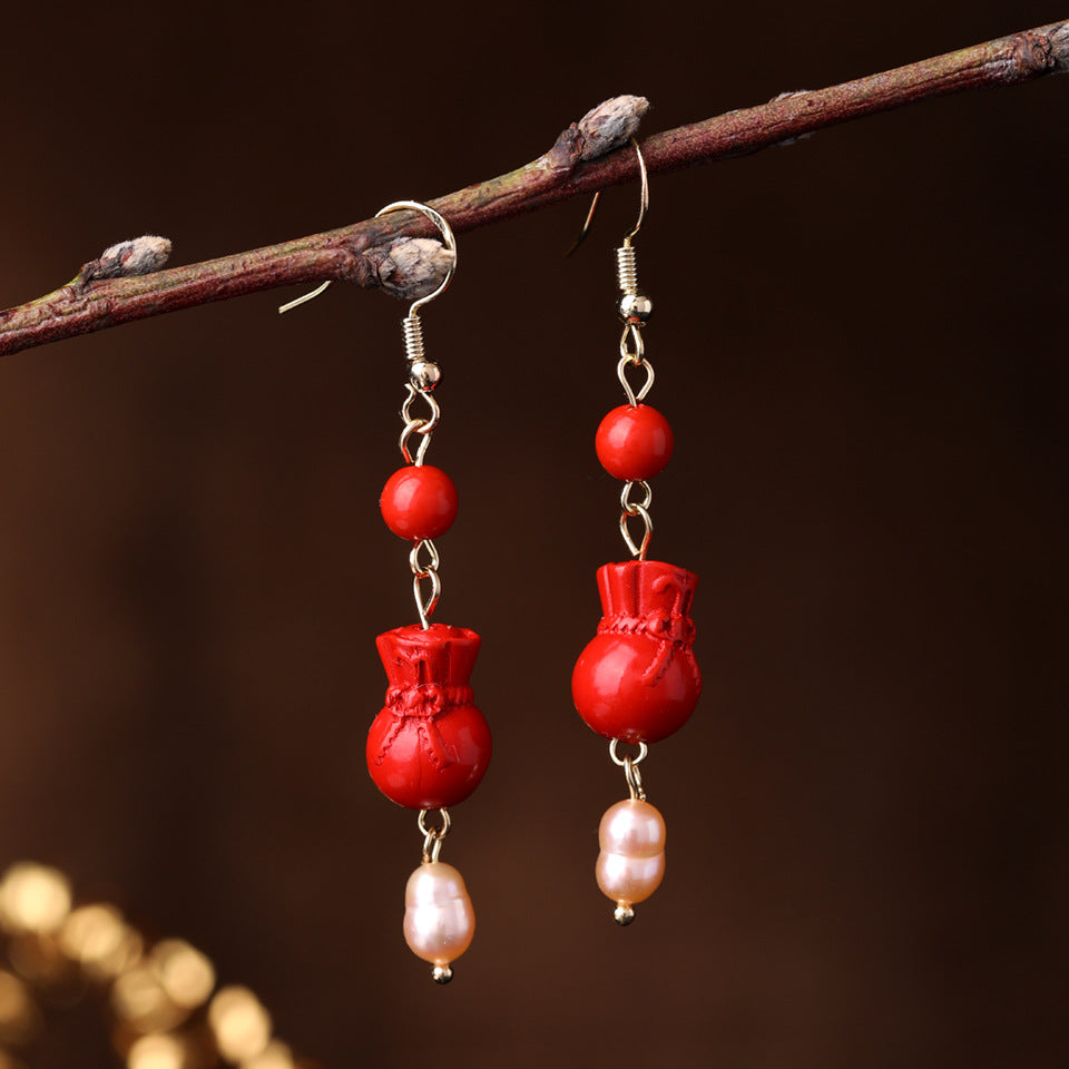 Wholesale Hanfu Retro Plum Blossom Freshwater Pearl Earrings Chic Fashion Jewelry Accessory For Boutique Resale