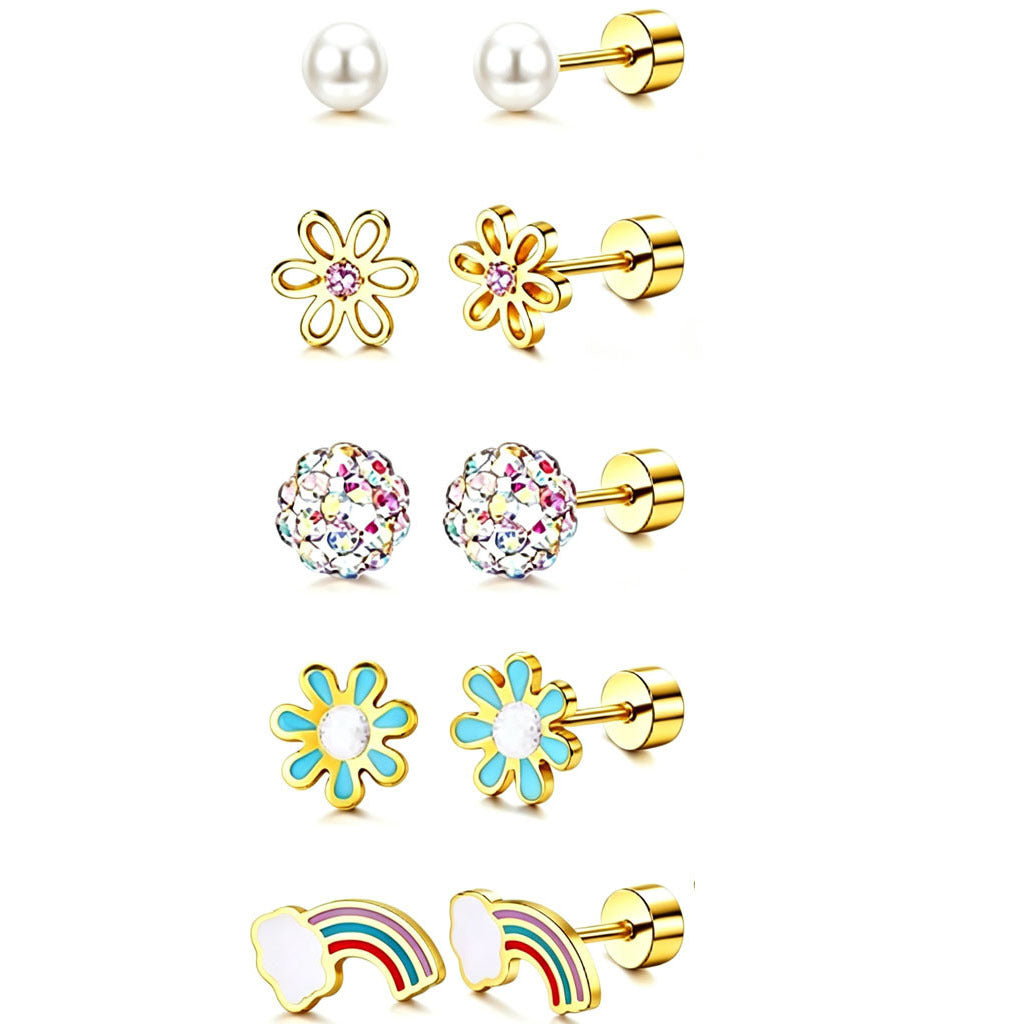 Wholesale Colorful Heart Shaped Threaded Flat Back Stainless Steel Cartilage Stud