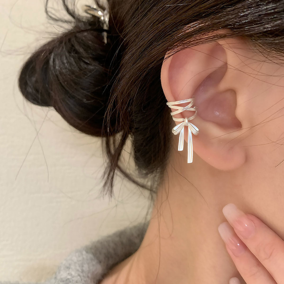 Wholesale 925 Sterling Silver Ballet Style Bow Ribbon Ear Clip