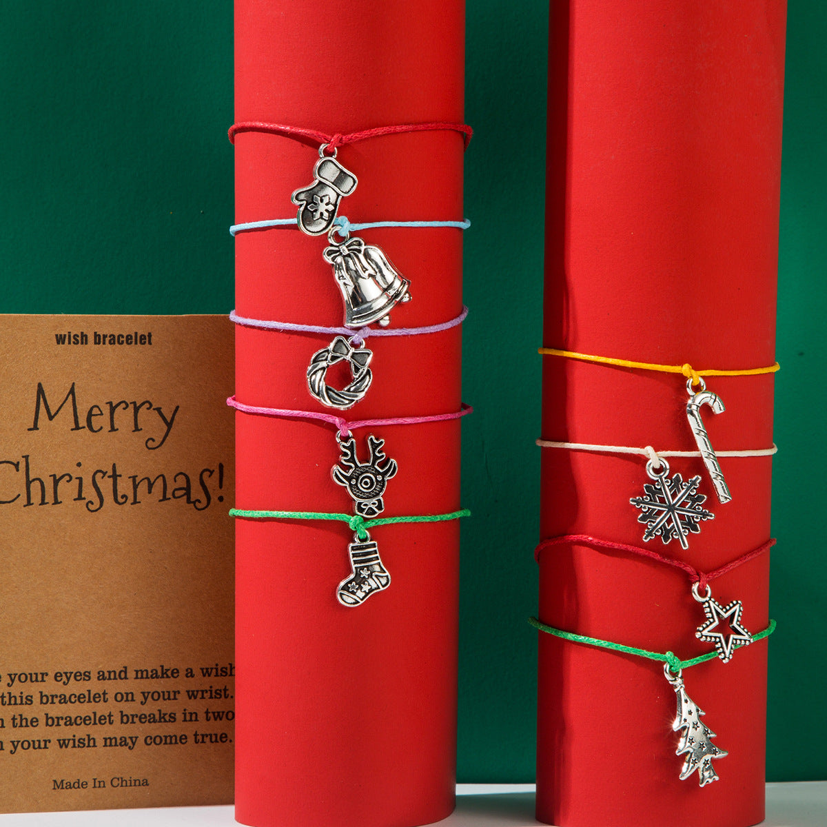 Wholesale Christmas Bell Garland Snowflake Bracelet Set  Crutch Socks Bracelet